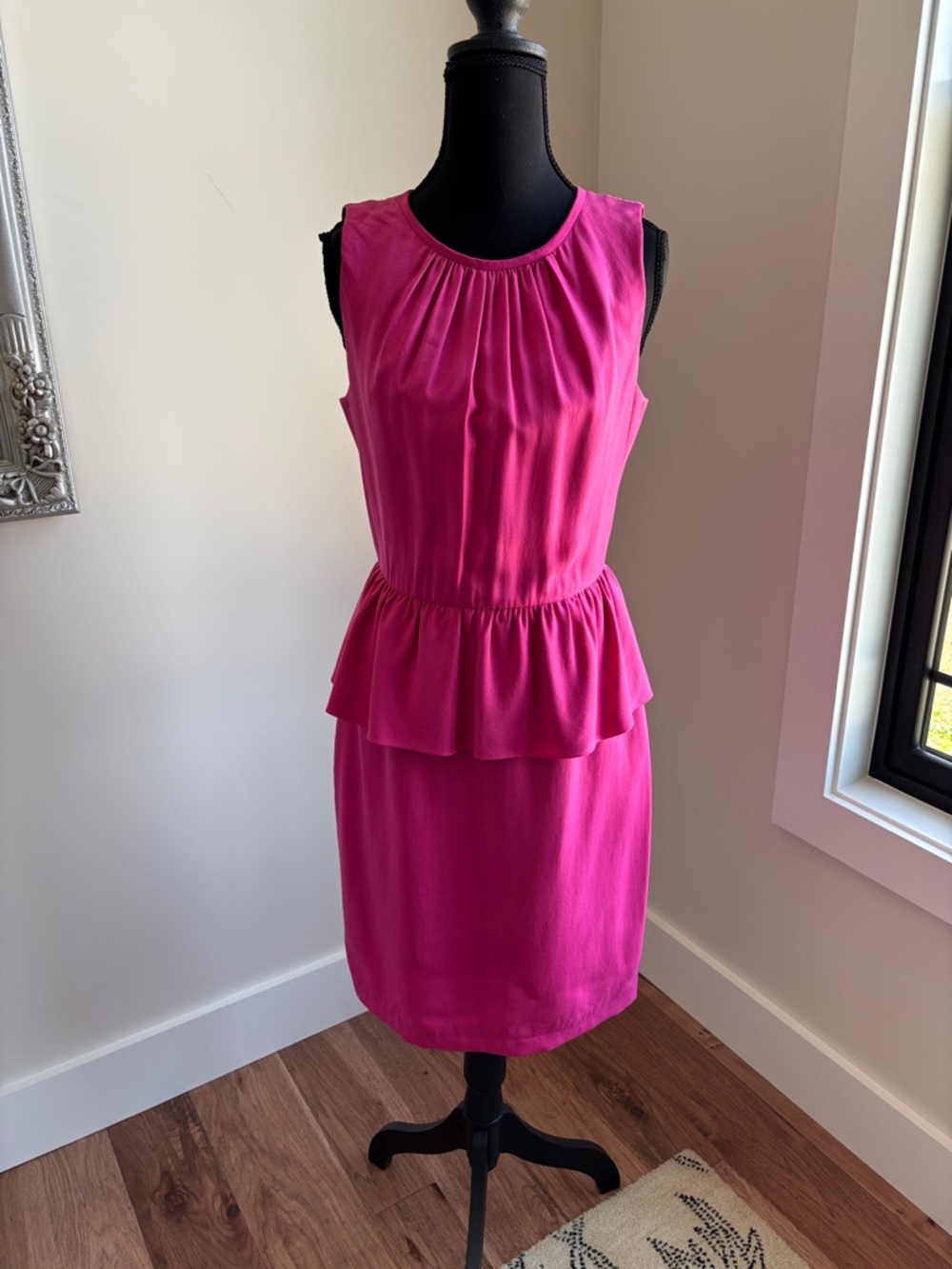 Trina Turk Fuchsia Sleeveless Peplum Midi Dress